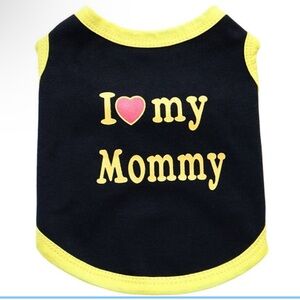 Black and Yellow I Love My Mommy Pet Shirt Size XS